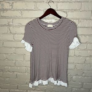Burgundy Red and White Striped Top